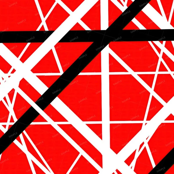Abstract image titled "Buchanan Tartan (Copy)" showcasing intersecting white and black lines on a red background. The geometric pattern varies in angles and thickness, producing a dynamic visual effect.