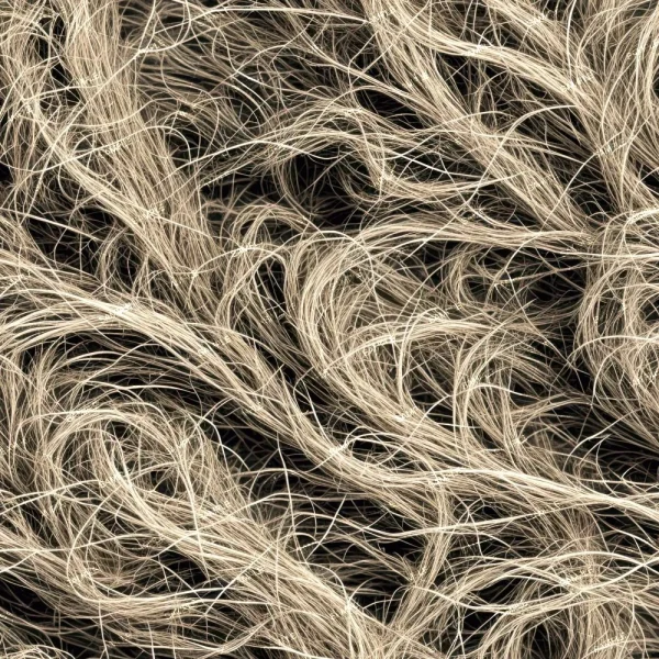 Close-up of Tie Dyed Fabric 44 (Copy), featuring a tangled mass of light brown and blonde strands intricately woven into chaotic loops and waves, creating a textured pattern.