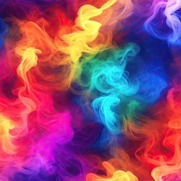 Vibrant clouds in red, orange, yellow, green, blue, and purple swirl together against a dark backdrop in the Random Ball Matrix 22 (Copy).