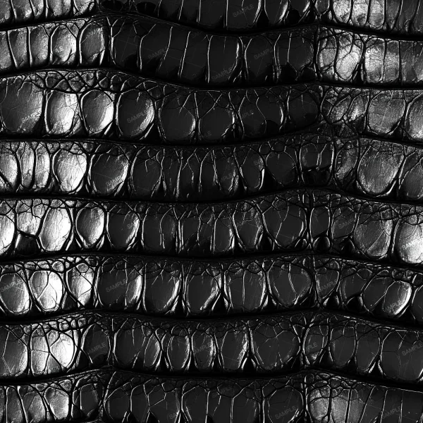 Close-up view of Wooly Mammoth Fur (Copy) featuring black, glossy texture with raised, irregular scales and deep grooves, reflecting light in various areas.