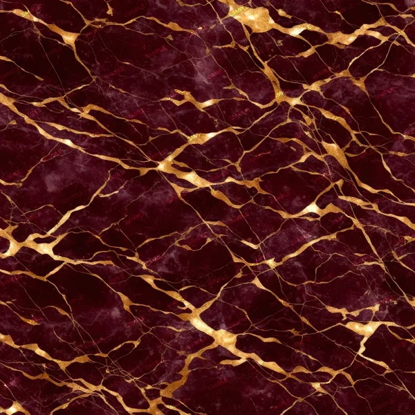 Azure Marble with Gold Veins 42 (Copy) features a dark maroon background accented by irregular, thin gold veining, creating an abstract and luxurious pattern with rich contrast and shimmering highlights.