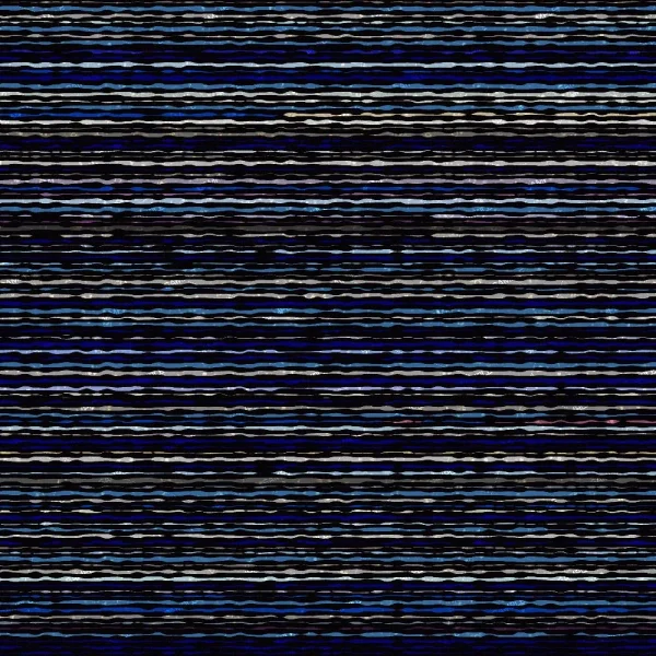 Twisted Rods 42 (Copy) features horizontal rows of wavy dark lines alternating with thin light blue, white, and gray lines on a black background, forming a repetitive, abstract striped pattern.