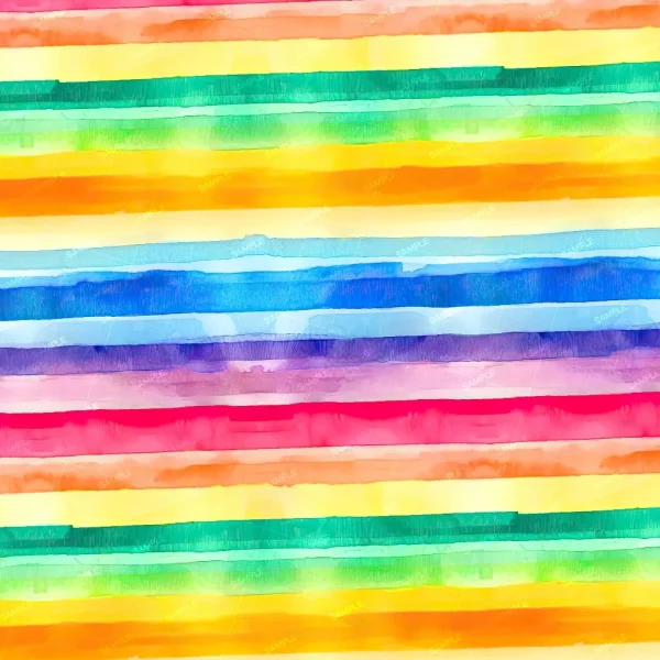 The Lilac Watercolor Beads (Copy) feature bright, blended horizontal stripes in red, orange, yellow, green, blue, and purple with soft, uneven edges for a unique watercolor effect.