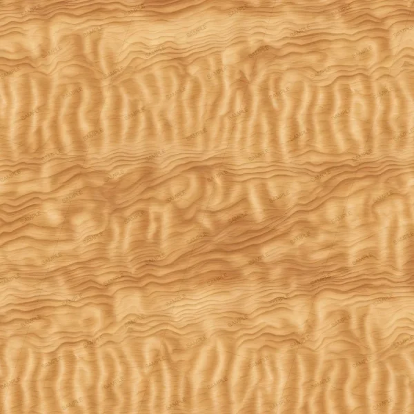 Burl Woodgrain 48 (Copy) features a seamless light brown wood texture with a wavy, rippled grain pattern reminiscent of quilted or figured wood. The surface is smooth and evenly colored.