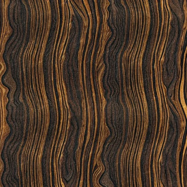 Close-up view of Sycamore Woodgrain 42 (Copy), showcasing wavy, alternating light and dark brown vertical grain patterns that create a natural and organic wood texture.
