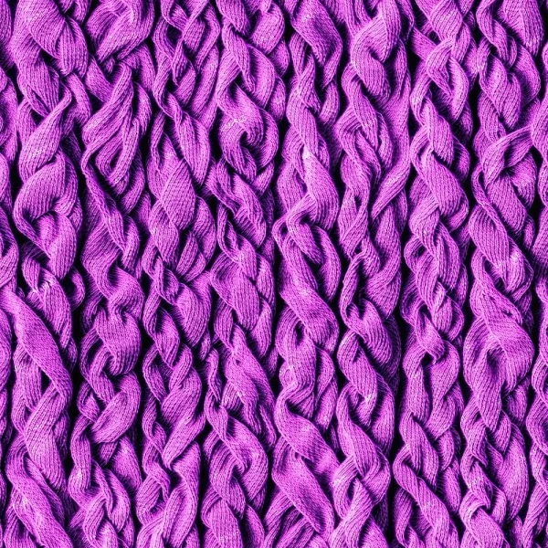 Close-up of thick, loosely woven purple yarn braids from Crazy Quilt 47 (Copy), arranged vertically and filling the frame. The yarn’s texture and individual strands are clearly visible.