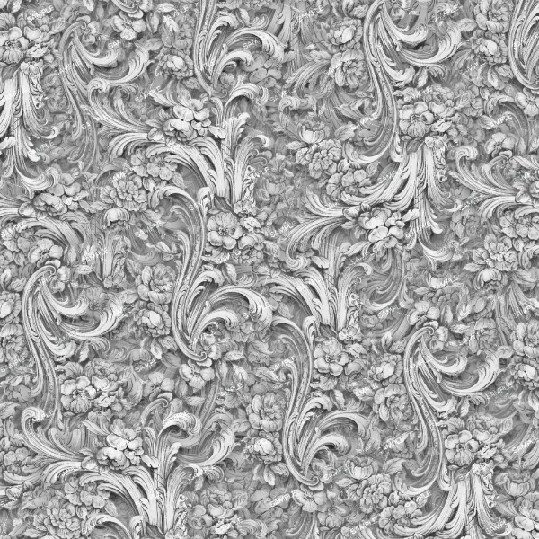 Victorian Scrollwork 22 (Copy) showcases an intricate black and white design with swirling, ornate floral and leaf motifs, reminiscent of vintage wallpaper or decorative engraving with dense, repetitive patterns throughout.