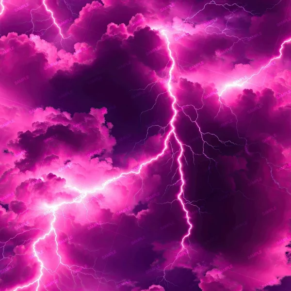 Bright pink lightning bolts flash through dense purple and magenta clouds, creating a dramatic storm scene inspired by "Circuit City (Copy).