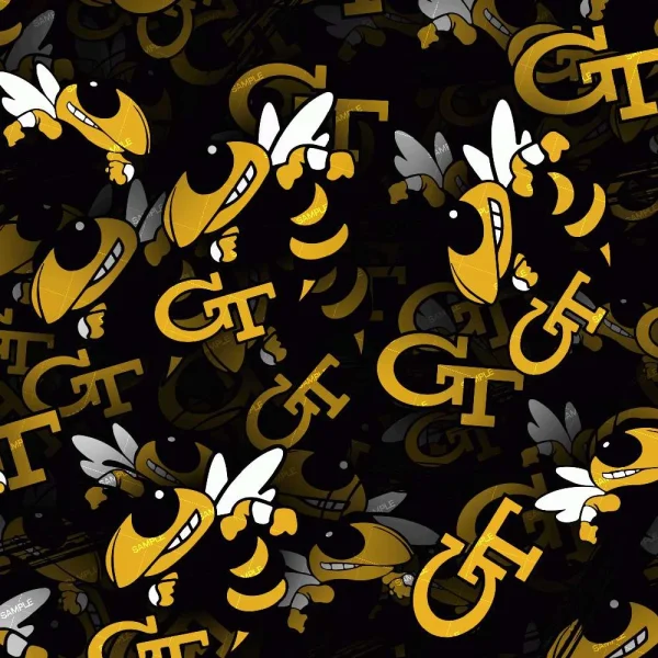 A repeating pattern featuring cartoon Gamecocks mascots and "USC" in garnet on a black background. The Gamecocks are shown in various playful poses. Product: USC GameCocks 24 (Copy).
