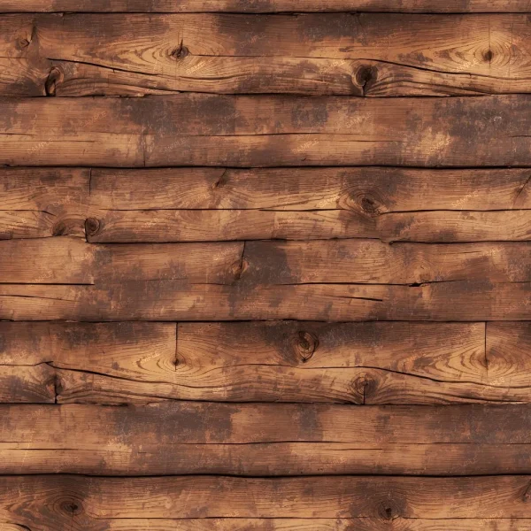 A close-up of the Burlwood 66 (Copy) wall showcases horizontal, weathered wooden planks featuring visible knots, distinct grain patterns, and some darkened areas.