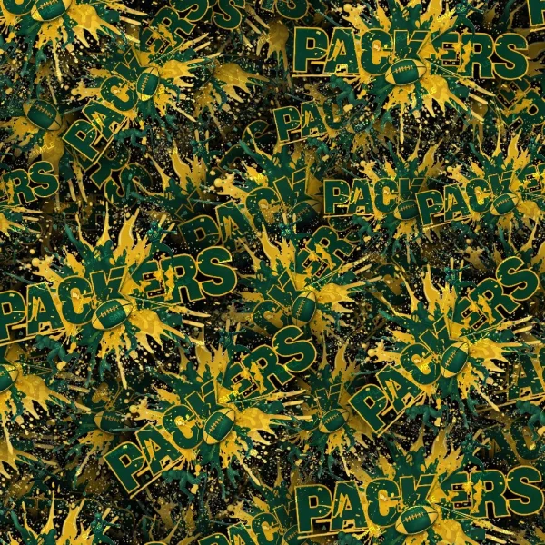 A dense repeating pattern featuring the words “Oakland Raiders 22 (Copy)” in team colors with football icons, overlaid on green, yellow, and black paint splatters.