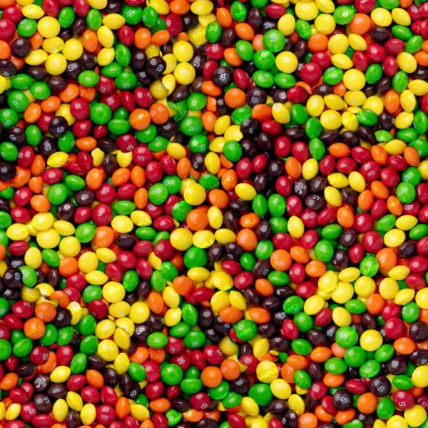 A close-up view shows Gummy Bears 22 (Copy) in red, yellow, green, orange, and purple, scattered together to create a vibrant and colorful pattern.