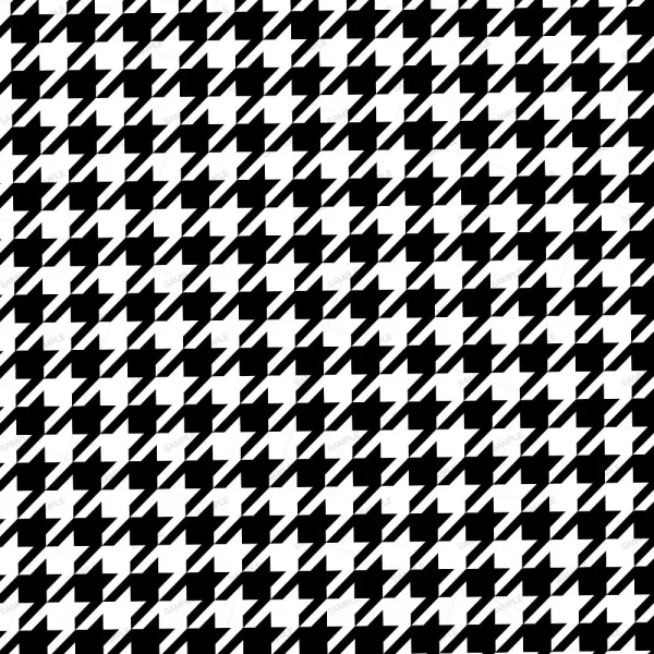 The Black Blue Houndstooth (Copy) features a repeating houndstooth pattern with abstract four-pointed shapes in a grid, showcasing alternating black and blue colors.