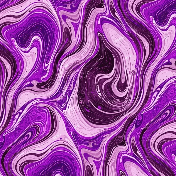Torn Poster Graffiti (Copy) features swirling lines and shapes in shades of purple and pink, creating a marbled effect with fluid, continuous flow and speckled details throughout.