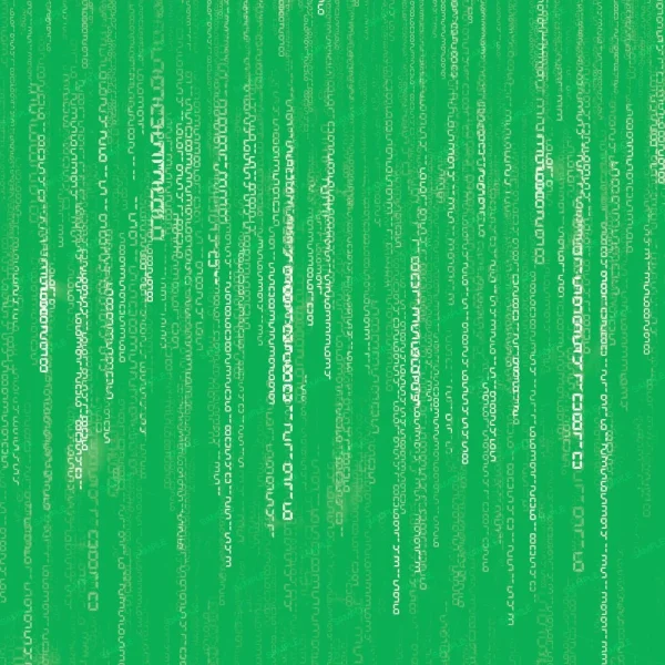 Matrix Digital Waterfall Inverted displays glowing alphanumeric characters streaming vertically down a green digital background, emulating computer code in the iconic Matrix movie style.