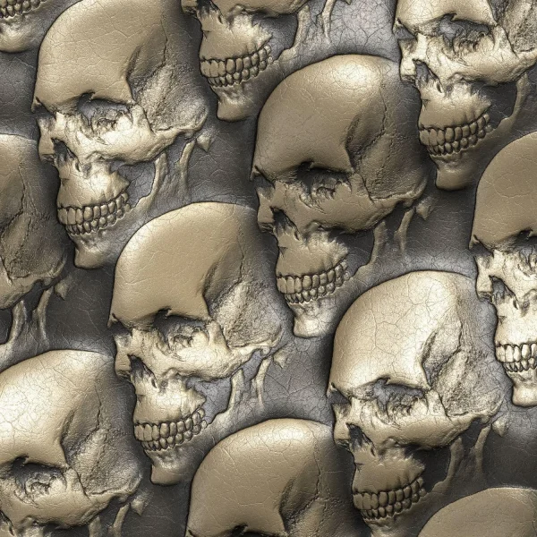 Embossed Gold Leather Skulls