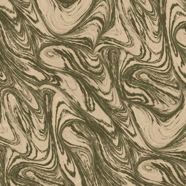 The Rhodesian Swirl Camouflage 23 features a beige and olive green marbled pattern with swirling, wavy lines and organic shapes throughout, creating a dynamic abstract texture reminiscent of natural stone or fluid art.