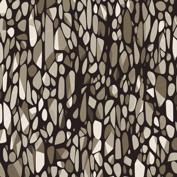 Digital Bark Camouflage 23 (Copy) features a densely packed, evenly distributed abstract pattern of irregular, pebble-shaped forms in shades of brown, tan, and beige on a dark background, creating a mosaic or stone wall effect.
