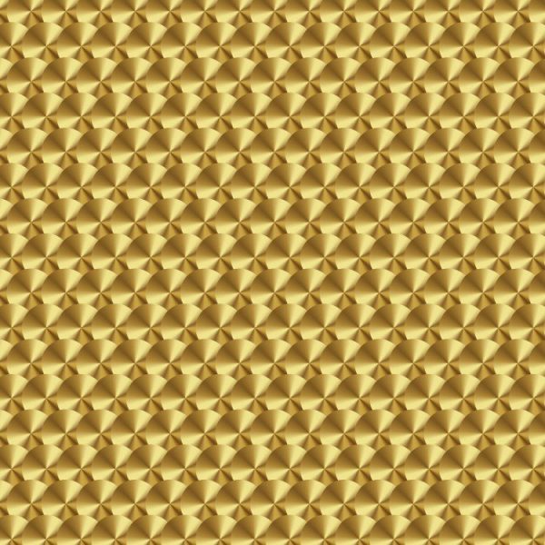 A repeating pattern of Engine Turned Gold Leaf circles featuring a radial, engine-turned texture.