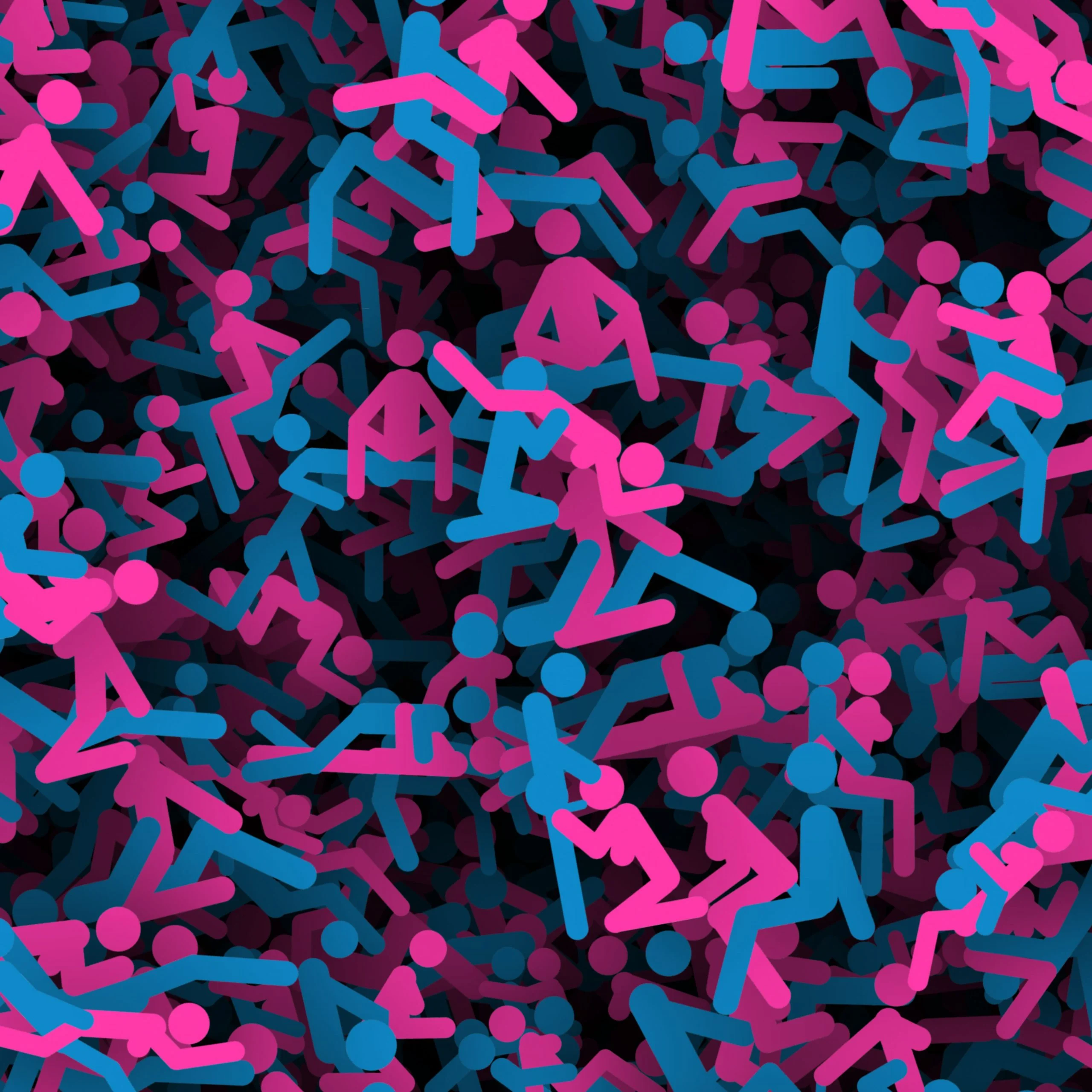 A dense pattern of pink and blue stick figures in various sexual positions, featured on the Sex Positions Stick Figures 25.
