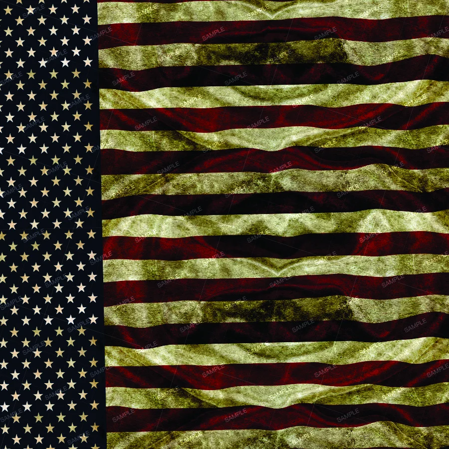 The We the People Flag 20 features an American flag with a distressed, antique finish and a vertical blue stripe of stars on the left.