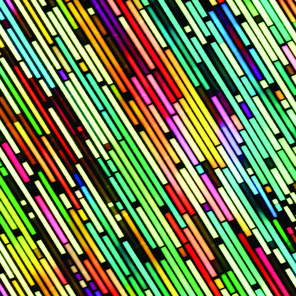 Neon Colored Lines featuring diagonal, glowing rectangular bars in a variety of neon colors.