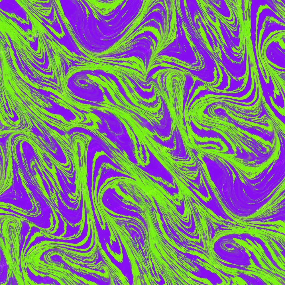 Purple Green Paint Swirl features a marbleized pattern of swirling purple and lime green paint.