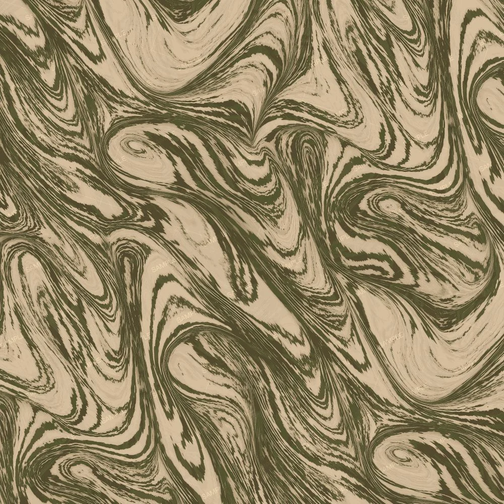 Rhodesian Swirl Camouflage 23 features a swirling pattern of dark green and light tan marbleized shapes.