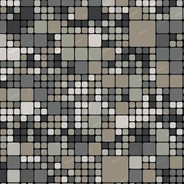 Topographical Camouflage Black (Copy) features a repeating pattern of rounded squares in varying shades of black, gray, and tan.