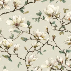 Magnolia Flowers and Branches
