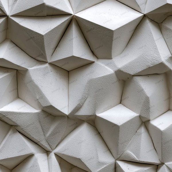 Geometric Concrete 42 wall panel with a textured white geometric pattern of interlocking triangular prisms.